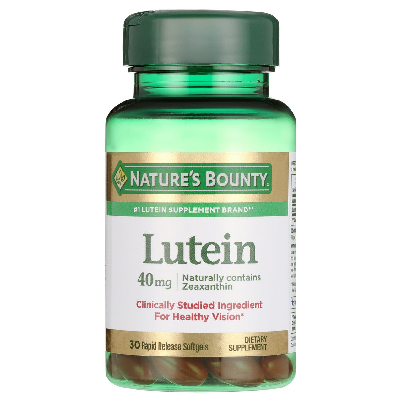 Natures Bounty Lutein 40 Mg (Naturally Contains Zeaxanthin) Dietary Supplement Softgels, Supports Eye Health, 40 Mg, 30 Ea